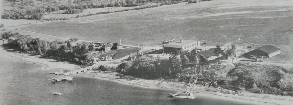 An older aerial view black and white photograph of the Royal Canadian Air Force Station in Ottawa